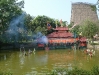 Water puppet show with firecrackers