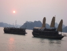Ha Long Bay sunset with junks